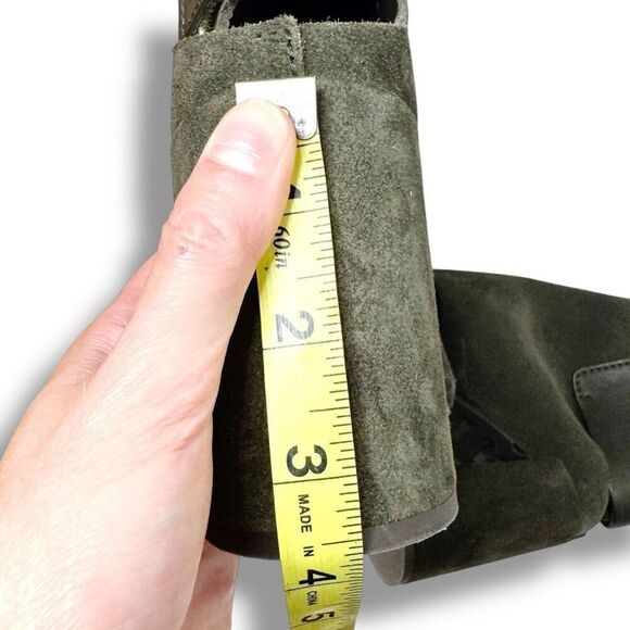 PEDRO GARCIA Suede Dark Olive Green Open Toe Sandals Shoes Heels EU 37.5 US 7.5 - Picture 10 of 10